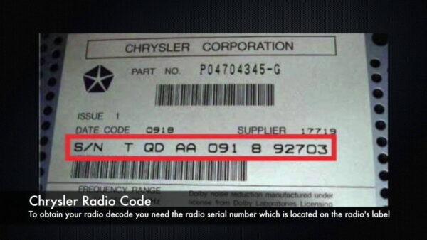 kod do radia rozkodowanie code chrysler 1371