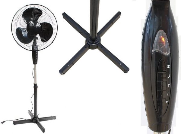 WENTYLATOR WIATRAK STOJĄCY PODŁOGOWY 43cm CZARNY