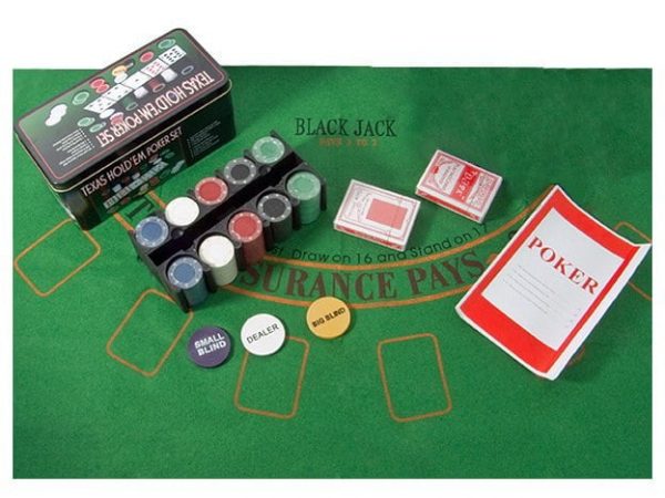 ZESTAW DO POKER POKERA TEXAS 200 ŻETONÓ MATA KARTY