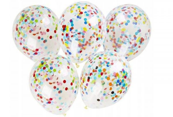 BALONY KOLOROWE KONFETTI 5SZT URODZINY 33CM DUŻE