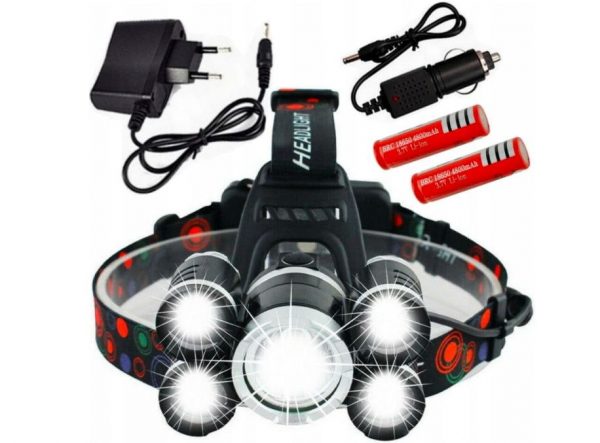 LATARKA CZOŁOWA 5 x LED T6 CREE CZOŁÓWKA MOCNA