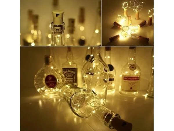 KOREK DO BUTELKI 10 LED LAMPKI DRUCIK BIAŁY CIEPŁY