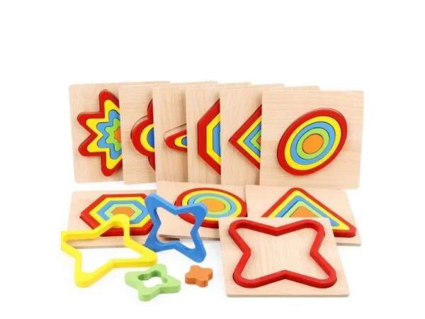 UKŁADANKA DREWNIANA EDUKACYJNA PUZZLE KSZTAŁTY