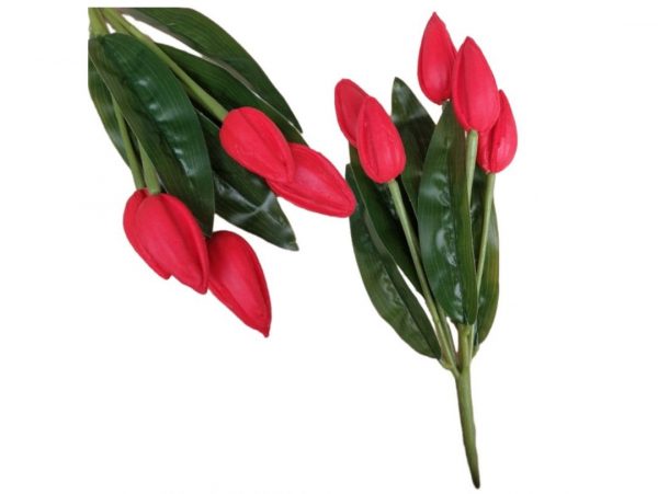 TULIPAN BUKIET SZTUCZNY PIANKOWY 5 KWIATÓW 28cm