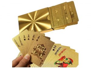 KARTY DO GRY ZŁOTE GOLD PLASTIKOWE TALIA 54