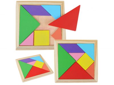 TANGRAM GRA LOGICZNA UKŁADANKA KLOCKI DREWNIANE