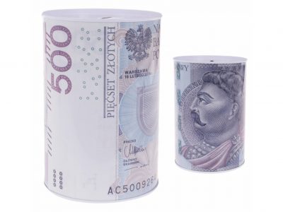 SKARBONKA PUSZKA BANKNOT 10/15CM - wzór 500zł