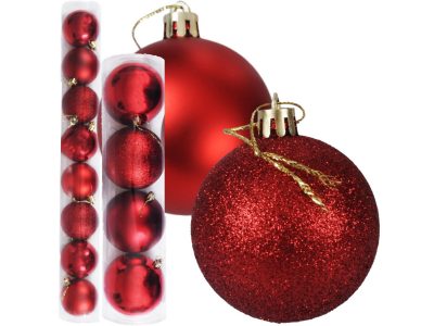 BOMBKI CHOINKOWE TUBA 10CM 4SZT + BOMBKI CHOINKOWE TUBA 6CM 8SZT - czerwone