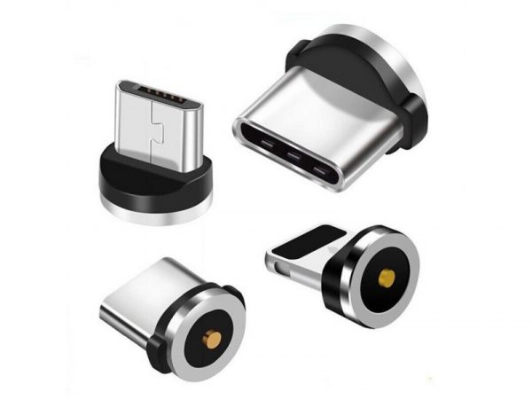 KABEL USB-MICRO USB-C LIGHTNING TYP-C 3w1 MAGNETYCZNY - czarny