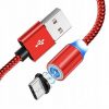KABEL USB-MICRO USB-C LIGHTNING TYP-C 3w1 MAGNETYCZNY - czerwony