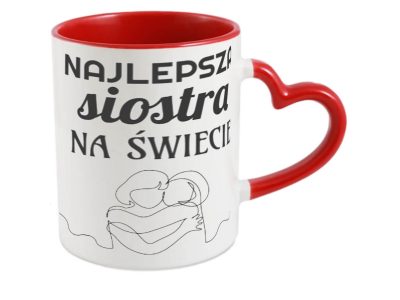 KUBEK DO SUBLIMACJI 330ML CZERWONY UCHWYT SERCE