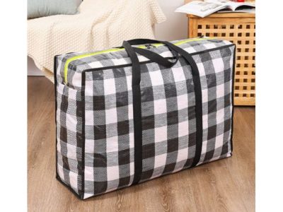 TORBA GOSPODARCZA 58x42x24cm - czarno-biała kratka