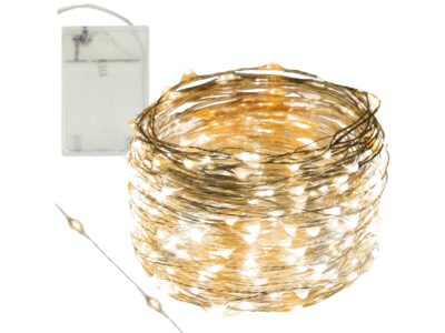 LAMPKI DRUCIKI 100 LED NA BATERIE - biały ciepły