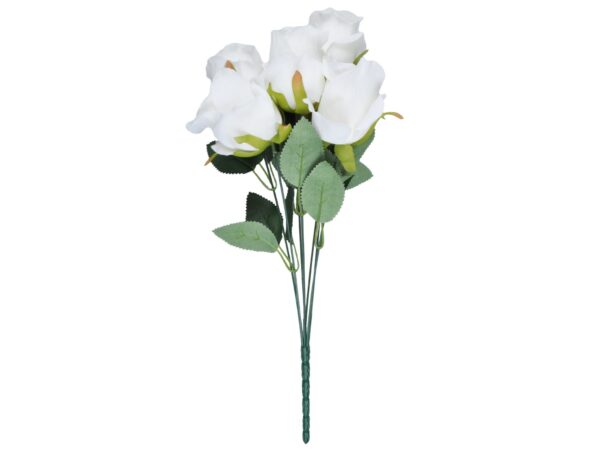 RÓŻA RÓŻE BUKIET SZTUCZNY 46cm 7 KWIATÓW - biały