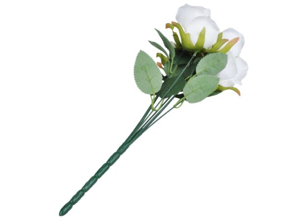 RÓŻA RÓŻE BUKIET SZTUCZNY 46cm 7 KWIATÓW - biały