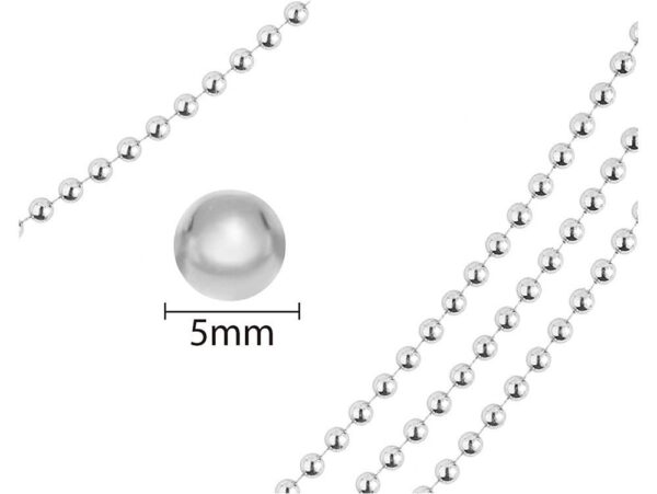 ŁAŃCUCH CHOINKOWY KORALE KORALIKI 5mm 6m - srebrny