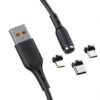 DENMEN KABEL USB 3W1 MAGNETYCZNY MICRO TYP-C IPHONE