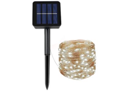 LAMPKI 100 LED DRUCIKI SOLARNE 12m - zimny biały