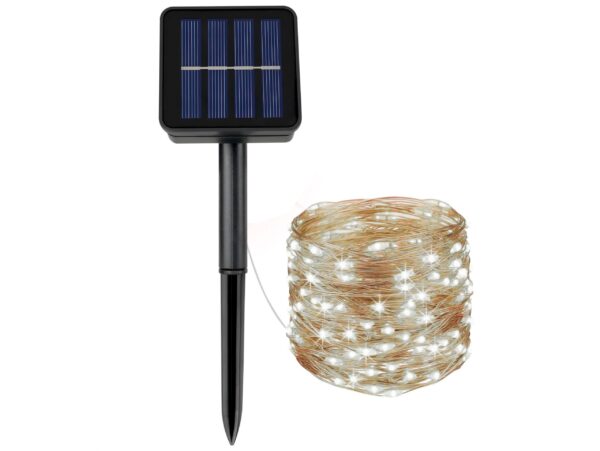 LAMPKI 100 LED DRUCIKI SOLARNE 12m - zimny biały