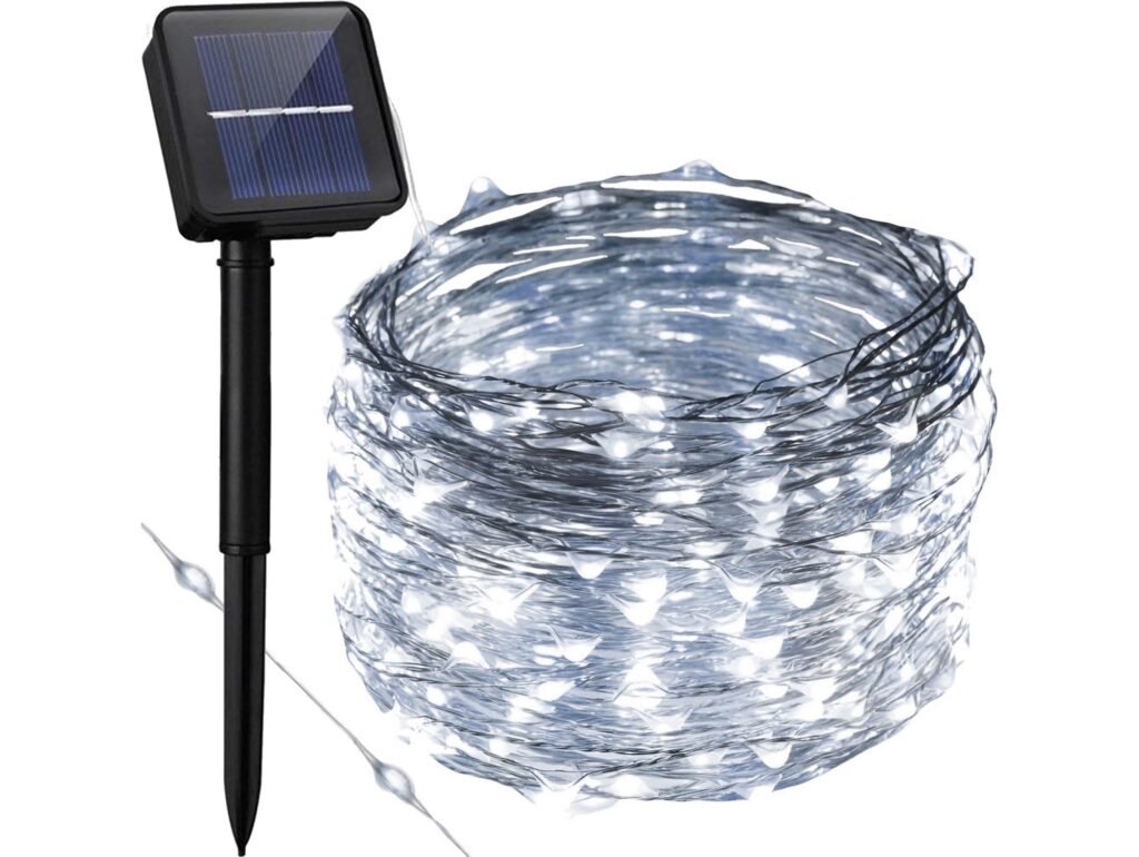 LAMPKI 200 LED DRUCIKI SOLARNE - zimny biały