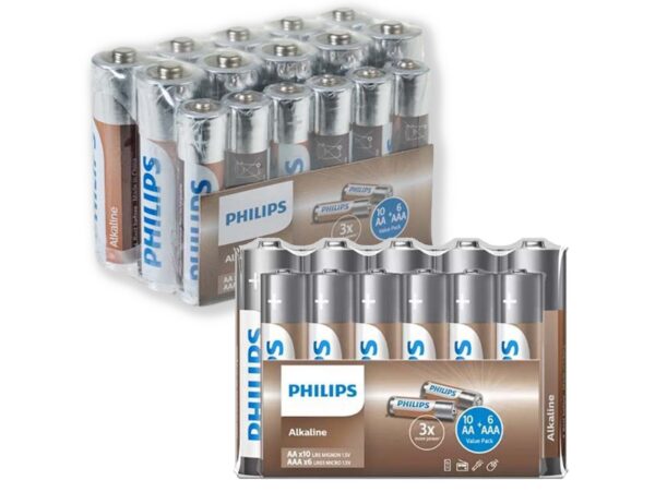 PHILIPS BATERIA ALKALICZNA 10xAA 6XAAA ZESTAW 16SZT