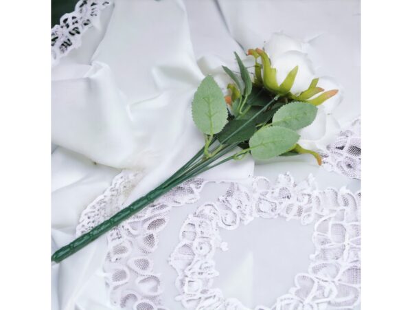 RÓŻA RÓŻE BUKIET SZTUCZNY 46cm 7 KWIATÓW - biały