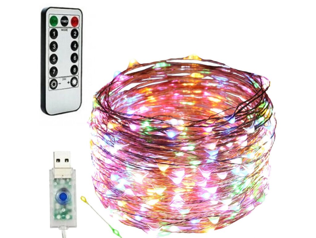 LAMPKI DRUCIKI 200 LED USB + PILOT - multikolor