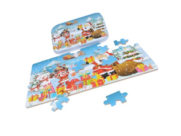 PUZZLE ŚWIĄTECZNE W PUSZCE 60El - Mikołaj z prezentami