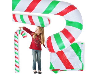 BALON CUKIEREK ŚWIĄTECZNY 90CM - zielono czerwone paski