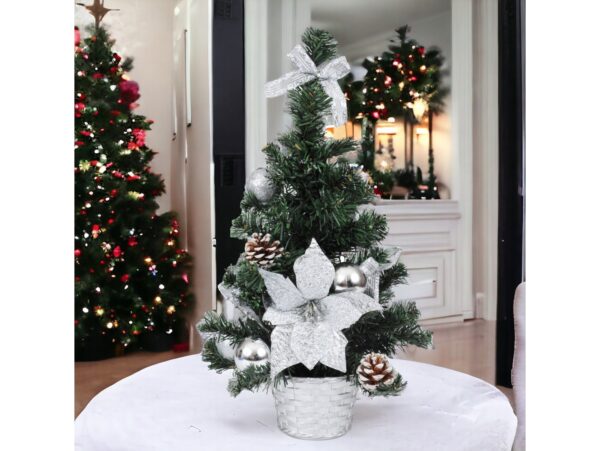 CHOINKA SZTUCZNA Z PRZYSTROJENIEM 40cm - srebrny
