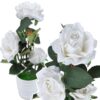RÓŻA KWIAT SZTUCZNY 38cm 3 KWIATY W DONICZCE - biały