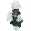 RÓŻA KWIAT SZTUCZNY 38cm 3 KWIATY W DONICZCE - biały