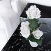 RÓŻA KWIAT SZTUCZNY 38cm 3 KWIATY W DONICZCE - biały