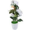 RÓŻA KWIAT SZTUCZNY 38cm 3 KWIATY W DONICZCE - biały