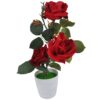 RÓŻA KWIAT SZTUCZNY 38cm 3 KWIATY W DONICZCE - czerwony