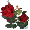 RÓŻA KWIAT SZTUCZNY 38cm 3 KWIATY W DONICZCE - czerwony