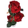 RÓŻA KWIAT SZTUCZNY 38cm 3 KWIATY W DONICZCE - czerwony