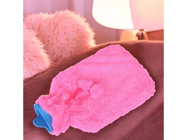 TERMOFOR GUMOWY PLUSZOWY FUTERKO 1,7L - ciemny różowy