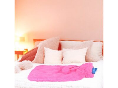 TERMOFOR GUMOWY PLUSZOWY FUTERKO 1,7L - ciemny różowy