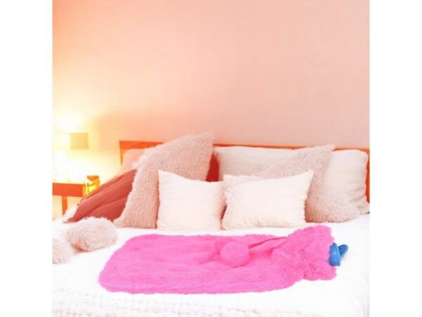 TERMOFOR GUMOWY PLUSZOWY FUTERKO 1,7L - ciemny różowy