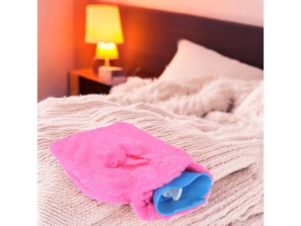 TERMOFOR GUMOWY PLUSZOWY FUTERKO 1,7L - ciemny różowy