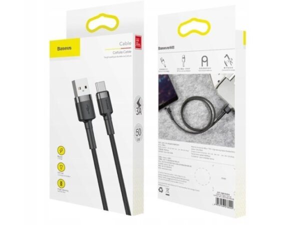 BASEUS NYLONOWY KABEL USB - USB-C TYPE-C QUICK CHARGE 3.0 50CM 3A 240 UNIWERSALNY - CATKLF-AG1