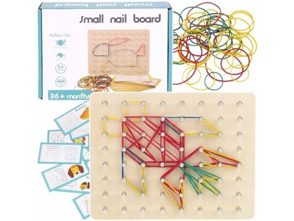 TABLICA DREWNIANA GEOMETRYCZNA Z GUMKAMI