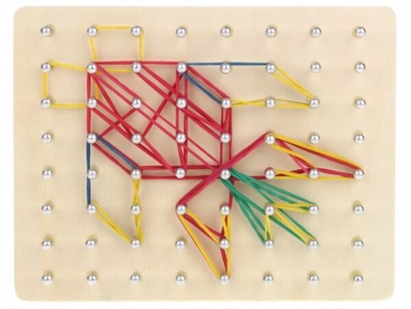 TABLICA DREWNIANA GEOMETRYCZNA Z GUMKAMI