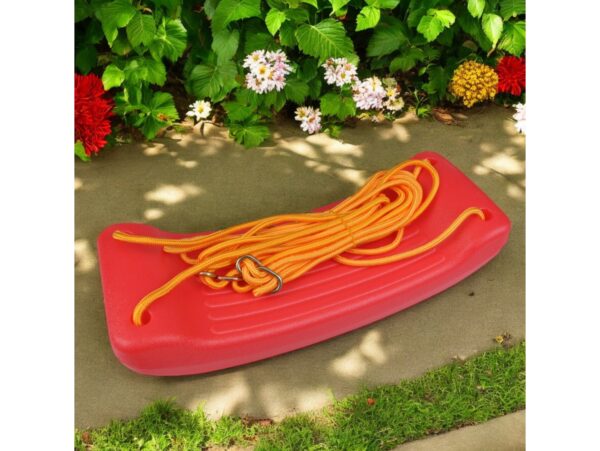 HUŚTAWKA DESKA PLASTIKOWA 43cm - czerwony/pomarańczowy sznur