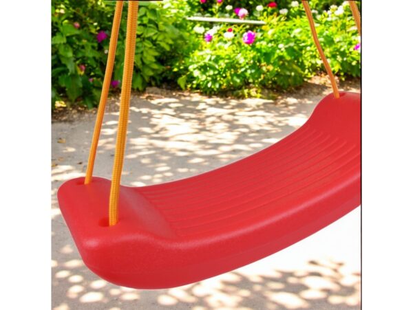 HUŚTAWKA DESKA PLASTIKOWA 43cm - czerwony/pomarańczowy sznur