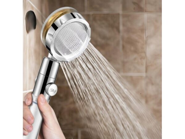 SŁUCHAWKA PRYSZNICOWA Z TURBINĄ WENTYLATOREM - złoty