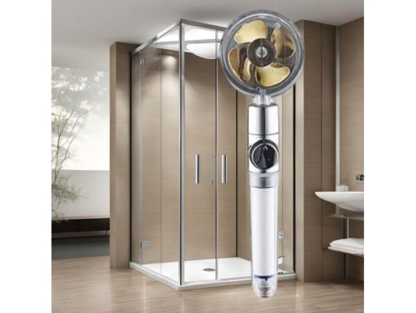 SŁUCHAWKA PRYSZNICOWA Z TURBINĄ WENTYLATOREM - złoty