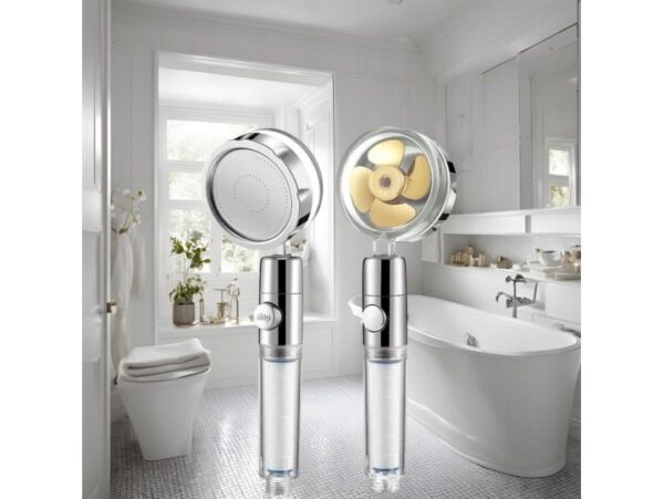 SŁUCHAWKA PRYSZNICOWA Z TURBINĄ WENTYLATOREM - złoty