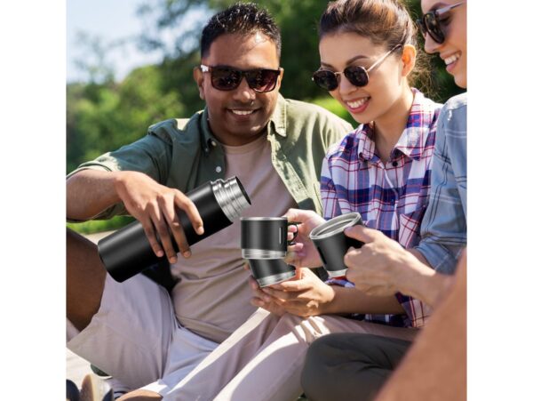 TERMOS Z 3 FILIŻANKAMI ZESTAW PREZENTOWY - czarny